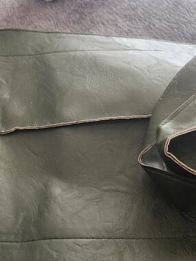 Dark Olive Green Leather Tote